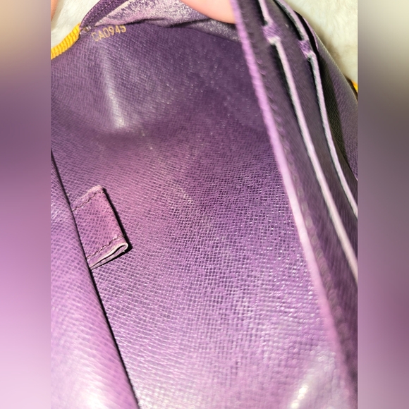 LOUIS VUITTON Continental Yellow Epi wallet w Purple Interior - Picture 10 of 12